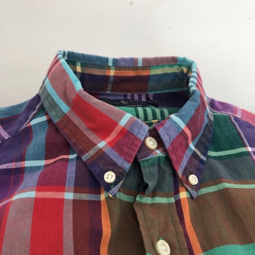 Polo Ralph Lauren distressed madras half slv bd shirt (105)