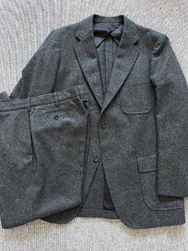 anatomica grey wool flannel suit set up (jacket 42size, pants 36inch)