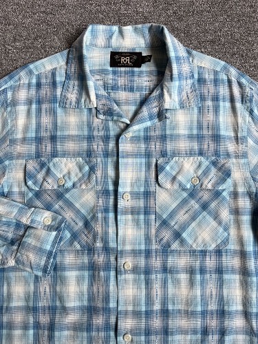 RRL check open collar shirt (M size, 100-103 추천)