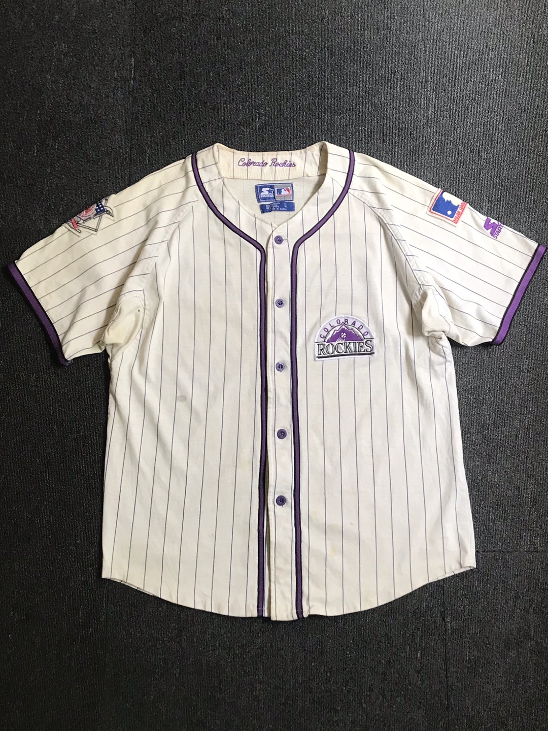 90s starter patches baseball shirt (L size, ~103 추천)