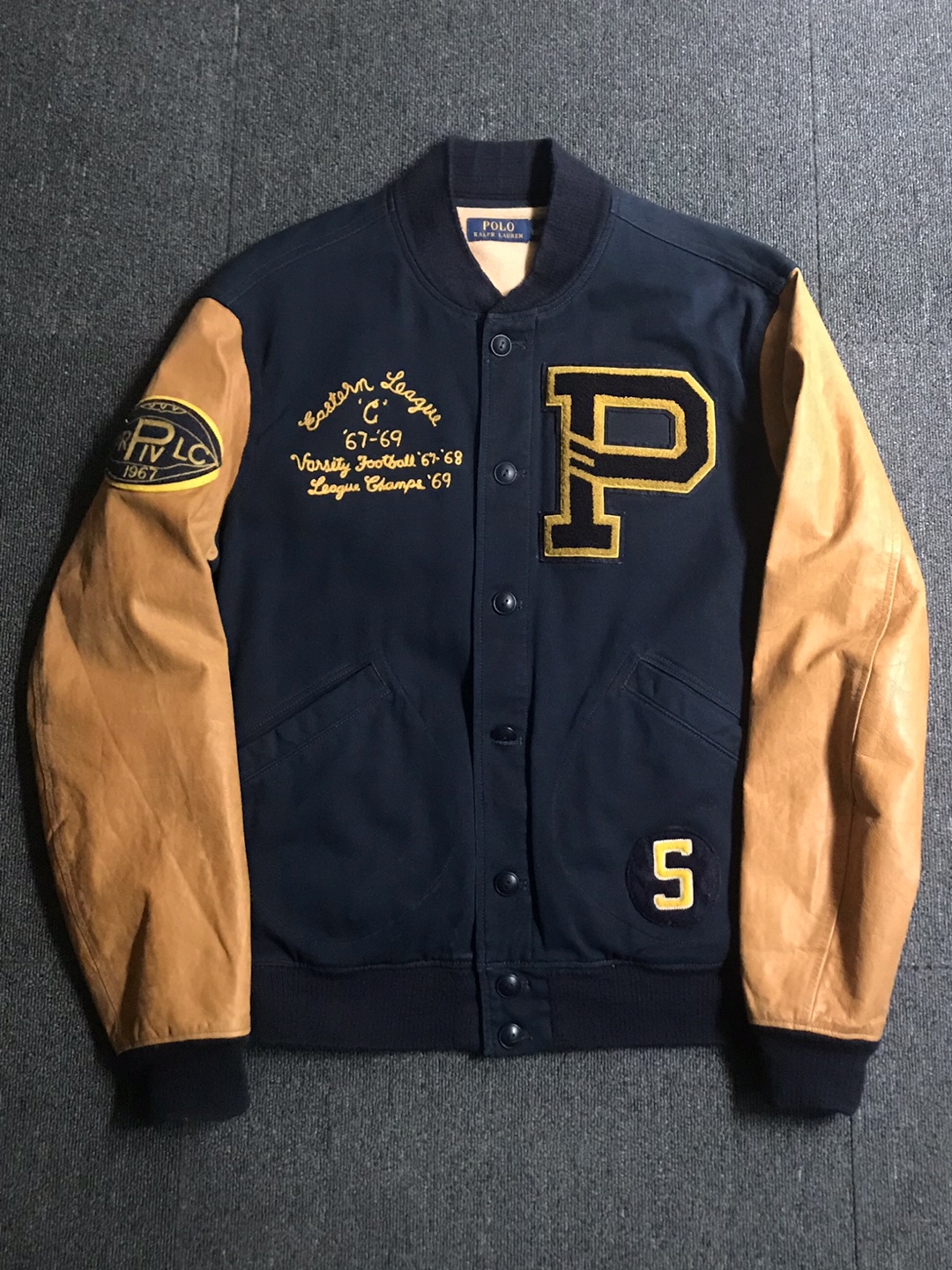 Polo RL cotton/leather slv patches embroidered varsity